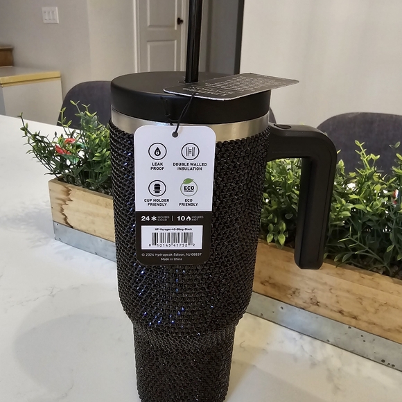 New Hydrapeak Black Rhinestone Stainless Steel 40oz Tumbler - Picture 5 of 14